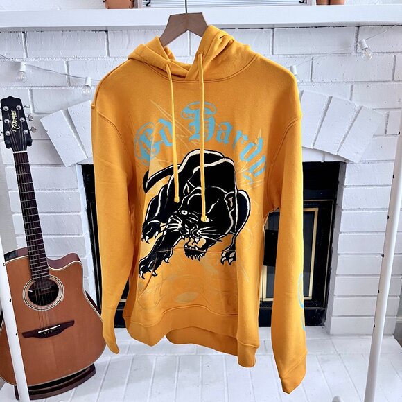 Ed Hardy Other - Don Ed Hardy Black Panther Logo Mustard Yellow Hoodie
